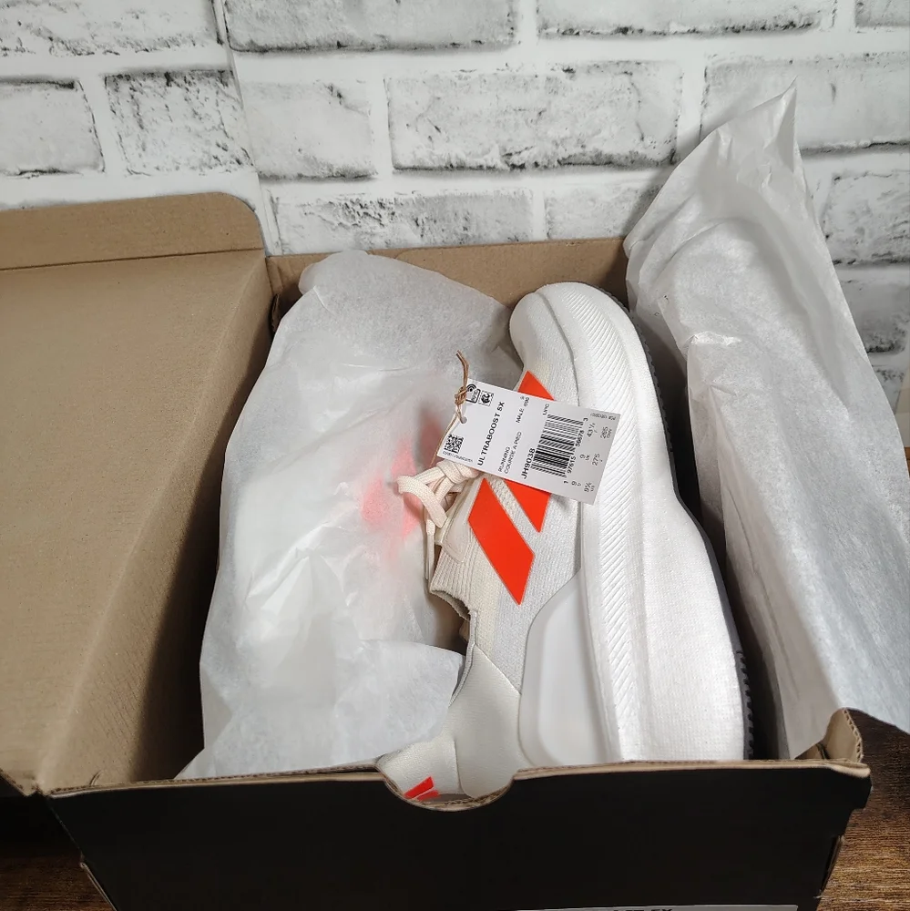 Men's Adidas UltraBoost 5X Running Shoes White / Orange Sz 9.5 JH9038
